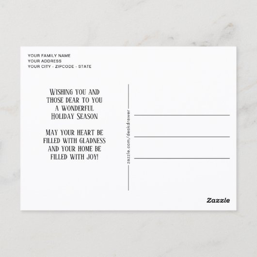 クラシック季節のごあいさつ木目模様 ポストカード (裏面)