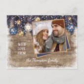 クラシック季節のごあいさつ木目模様 ポストカード (正面)