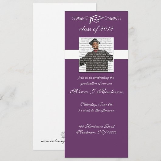 クラシック学校の卒業式 招待状 (正面/裏面)