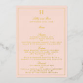 クラシック実在ホイル押し結婚のメニューカード 箔招待状 (正面)