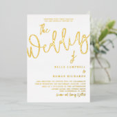 クラシック実在金ゴールド結婚書道 箔招待状 (立ち正面)