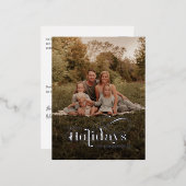 クラシック家族の写真クリスマスシルバーフォイルホリデー 箔シーズンポストカード (正面/裏面)