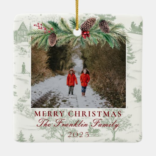 クラシック家族の写真記念 セラミックオーナメント (裏面)