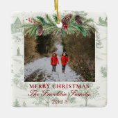 クラシック家族の写真記念 セラミックオーナメント (正面)