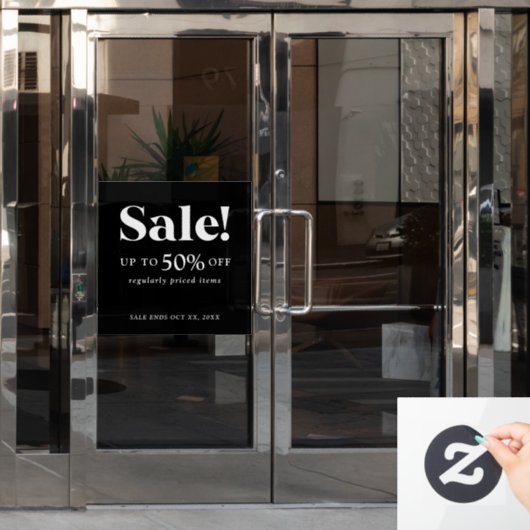 クラシック小売用白黒セールサイン ウィンドウサイン (オフィスドア)