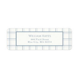 クラシック差出人住所格子模様メンズブルー ラベル
