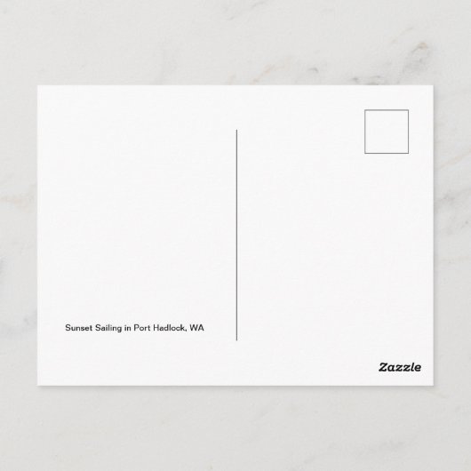 クラシック帆船で夕暮れ時に港ハドロックWA ポストカード (裏面)