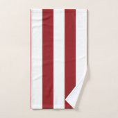 クラシック幅ストライプ広赤と白い バスタオルセット (ハンドタオル)