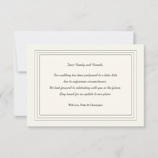 クラシック延期発表カード 案内状 (正面)