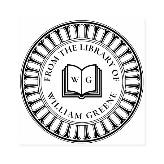 クラシック建築 木製イニシャル エクスリブリス ラバースタンプ (インプリント)