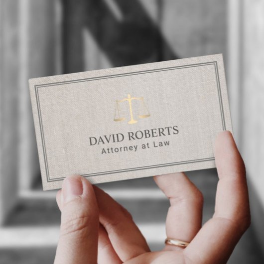 クラシック弁護士弁護士金ゴールドスケールエレガントリネン 名刺