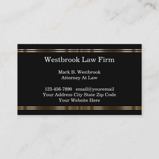 クラシック弁護士金ゴールドトーンオンブラック 名刺 (正面)
