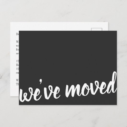 クラシック引っ越しましたブラックの移動告知 案内ポストカード (正面/裏面)