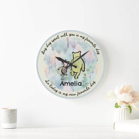 クラシック引用文プーとピグレットウォーターカララーグ ラージ壁時計 (ホーム)