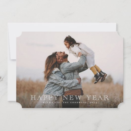 クラシック彫刻白活版新年写真 シーズンカード (正面)