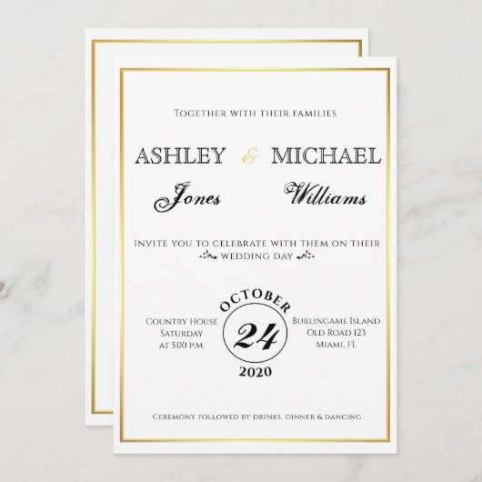 クラシック心エレガントの 招待状 (正面/裏面)