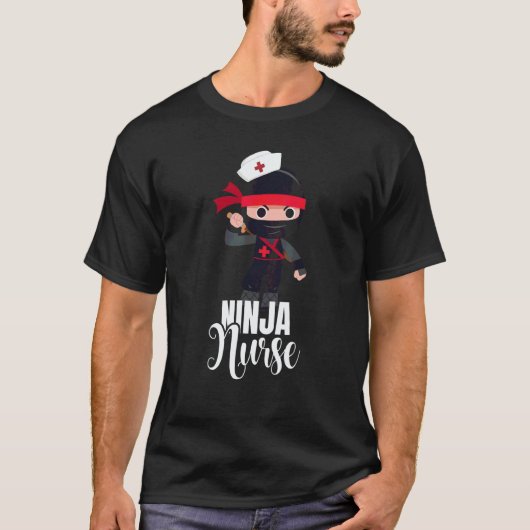 クラシック忍者看護師 忍者空手 戦士 グラフィック Tシャツ (正面)