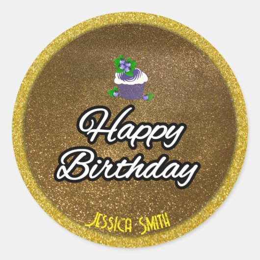 クラシック応援:ハッピーバースデーラウンドステッカー ラウンドシール (正面)