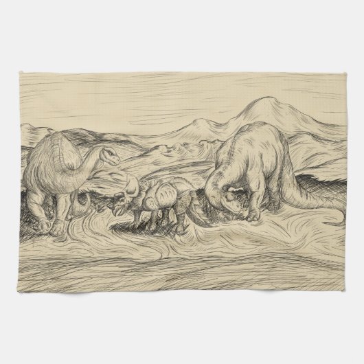 クラシック恐竜 キッチンタオル (横)