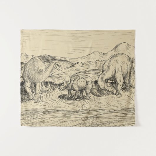 クラシック恐竜 タペストリー (正面(横))