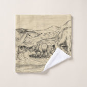 クラシック恐竜 バスタオルセット (ウォッシュタオル)