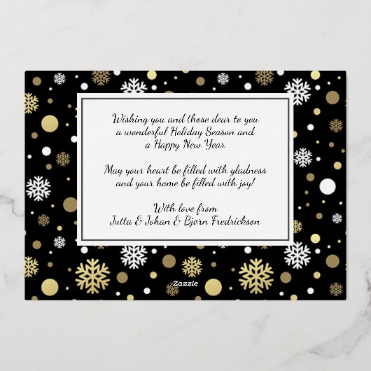 クラシック愛モダン季節のごあいさつ金ゴールド 箔シーズンカード (裏面)