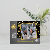 クラシック愛モダン季節のごあいさつ金ゴールド 箔シーズンポストカード (立ち正面)