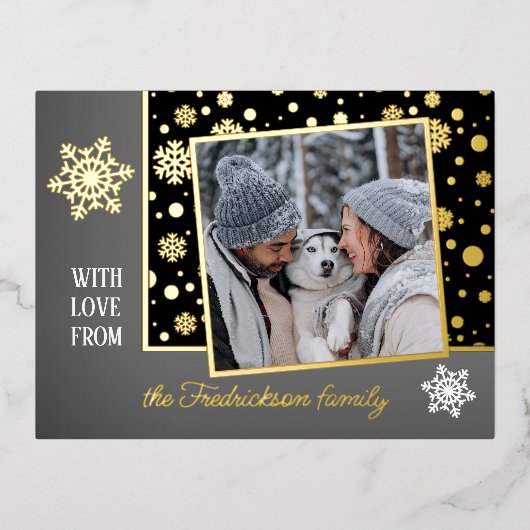 クラシック愛モダン季節のごあいさつ金ゴールド 箔シーズンポストカード (正面)