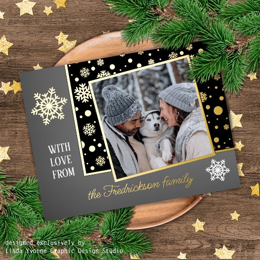 クラシック愛モダン季節のごあいさつ金ゴールド 箔シーズンポストカード