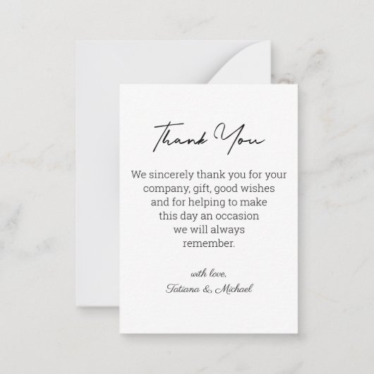 クラシック感謝してい結婚タイポグラフィ ノートカード (裏面)