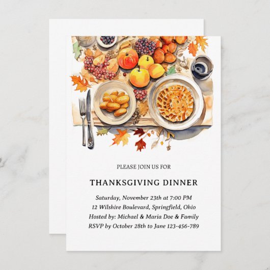 クラシック感謝祭招待状 招待状 (正面/裏面)