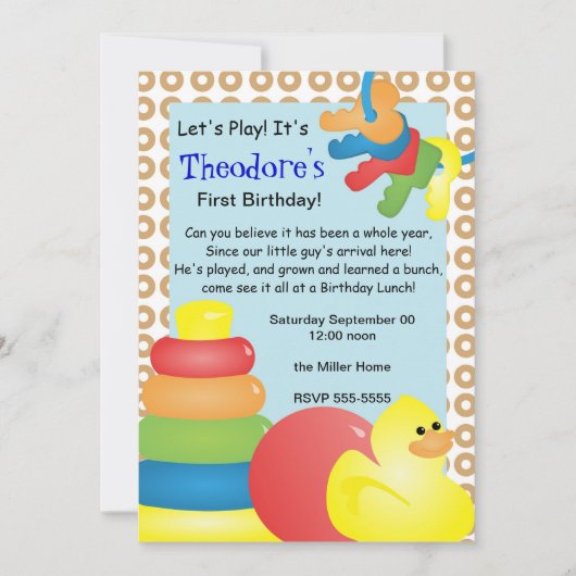 クラシック懐かしいおもちゃ 招待状 (正面)