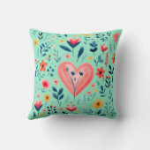 クラシック手引き水色フローラハート クッション (裏面)