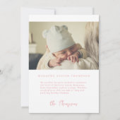 クラシック手描きピンクストライプの色の誕生発表 招待状 (裏面)