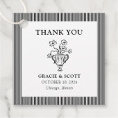 クラシック手描きフローラストライプの結婚感謝 フェイバータグ (正面)