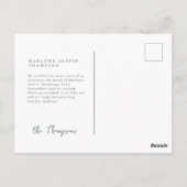 クラシック手描き緑ストライプの出産発表 ポストカード (裏面)