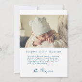 クラシック手描き青ストライプの生誕発表 招待状 (裏面)