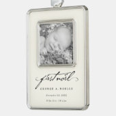 クラシック手書きスクリプトベビーの最初のNoel写真 シルバープレートフレームオーナメント (左)