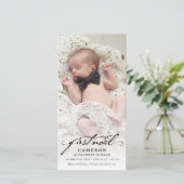 クラシック手書きスクリプトベビーの最初のNoel写真 シーズンカード (スタンド正面)