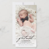 クラシック手書きスクリプトベビーの最初のNoel写真 シーズンカード (正面)