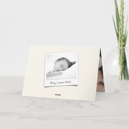 クラシック手書きスクリプトベビーの最初のNoel写真 シーズンカード (裏面)