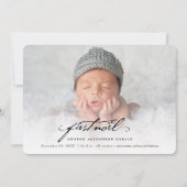 クラシック手書きスクリプトベビーの最初のNoel写真 シーズンカード (正面)