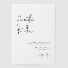 クラシック手書きスクリプ結婚トのミニマル ベラム紙招待状
