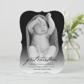 クラシック手書きベビー第1回クリスマスフォト シーズンカード (スタンド正面)