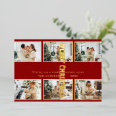 クラシック数々のシンプルPhoto Christmas 箔シーズンカード (立ち正面)