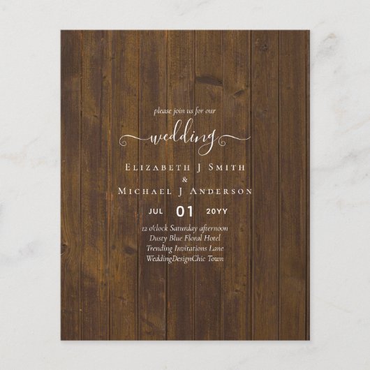 クラシック文字のみミニマル予算結婚の チラシ (正面)