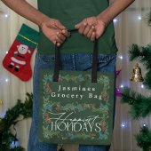 クラシック文字カスタムボタニカルホリデークリスマス トートバッグ