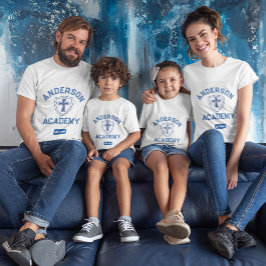 クラシック文字ブルークロスアンドシールドホームスクール Tシャツ