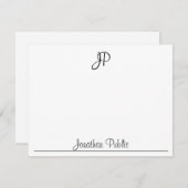 クラシック文字手書きテンプレートブラック ノートカード (正面/裏面)