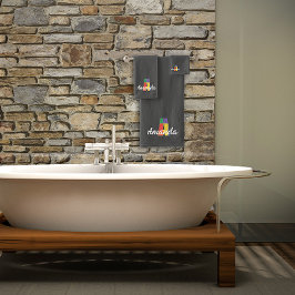 クラシック文字A色の濃いモノグラムの灰色 バスタオルセット